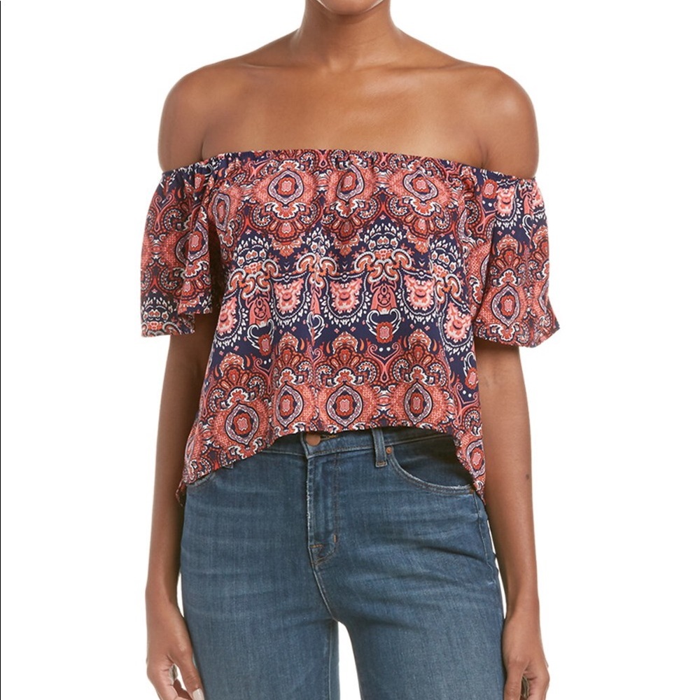 Peach love California off the shoulder crop